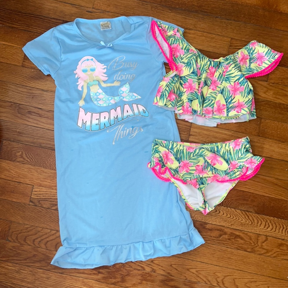 Girls size 14 Nicole Miller Bathing Suit & Coverup